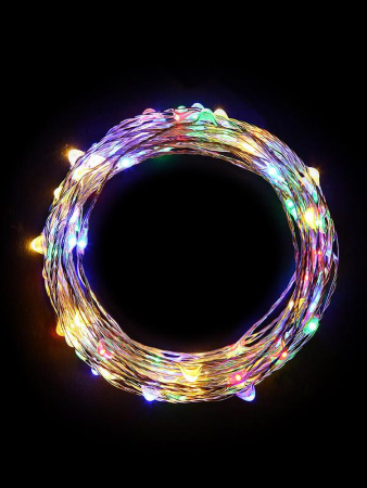 Гирлянда светодиодная "Разноцветные нити" 1.5м 30LED мультиколор в виде капель элементы питания 3хAA (не в компл.)  KOCNL-EL114_multy