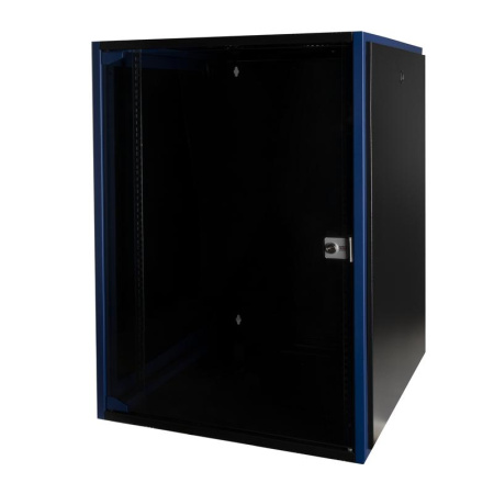 Шкаф настенный 19дюйм 18U 600х600 дв. стекл. черн.  DR-600421