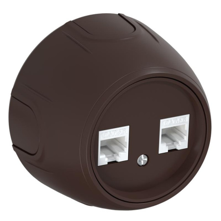 Розетка компьютерная 2-м RJ45 кат.5E Rotondo корич.  7700893