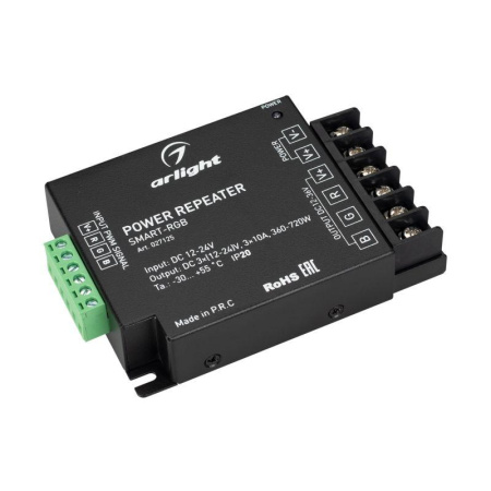 Усилитель SMART-RGB 12-24В 3х10А IP20 метал.  027125
