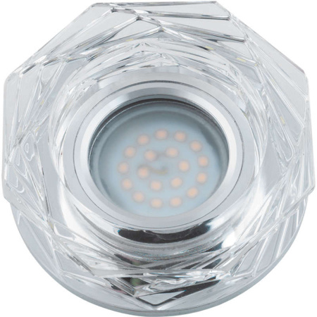Светильник декоративный Luciole DLS-L122 GU5.3 GLASSY/CLEAR/RGB GU5.3 встраив. доп. светодиод. подсветка 3Вт RGB без лампы основание стекло зеркальн. отделка кристалл прозр.  UL-00000371