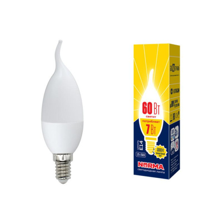 Лампа светодиодная LED-CW37-7W/NW/E14/FR/NR Norma 7Вт матовая E14 (упак. картон)  UL-00003800