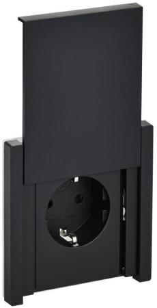 Розетка СП FORTE&PIANO 16А IP44 FP121 с заземл. защ. шторки с крышкой винт. крепл. черн.  FP-R16-16-44-K02