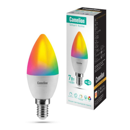 Лампа светодиодная эл. Smart Home LSH7/C35/RGBСW/Е14/WIFI 7Вт Е14 RGB+DIM+CW 220В WiFi  14500