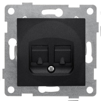 Розетка компьютерная + телефонная 2-м СП Bravo RJ45 + RJ12 механизм графит  С10КТ-010