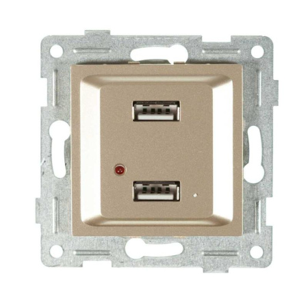 Механизм розетки USB 2-местн. СП Ugra шампань  С11USB2-027