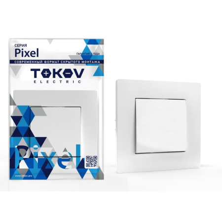 Выключатель 1-кл. СП Pixel 10А IP20 в сборе бел.  TKE-PX-V1F-C01