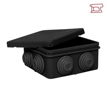 Коробка распаячная КМР-030-031 с крышкой наружная 85х85х40 8 мембранных вводов IP55 черн.  plc-kmr2-030-031-b
