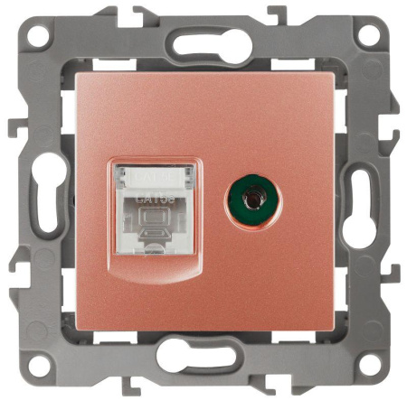 Розетка компьютерная + телевизионная 12 12-3110-14 RJ45 + TV IP20 медь  Б0027449