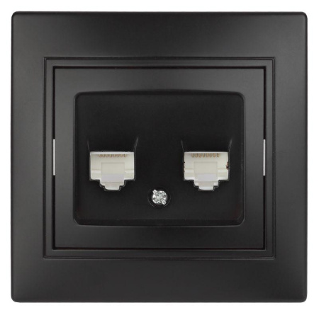 Розетка компьютерная 2-м СП Plano 1-304-05 RJ45 антрацит  Б0044576