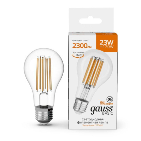 Лампа светодиодная филаментная Basic Filament А70 23Вт 2700К Е27 2300лм  40712132