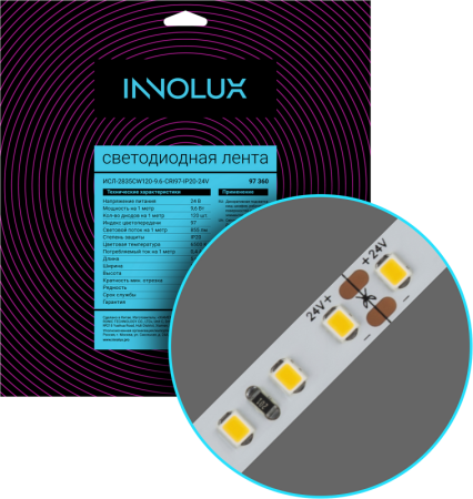 Лента светодиодная 97 360 СДЛ-2835CW120-9.6-CRI97-IP20-24V (уп.5м) INNOLUX 97360