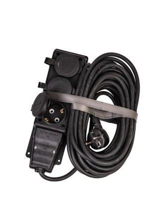 Удлинитель на каучуковой колодке 3х10м 16А IP44 250В 4кВт каучук КГ 3х2.5 черн. УХз16 Россия  YKsm10m-3g(16A)KG-B