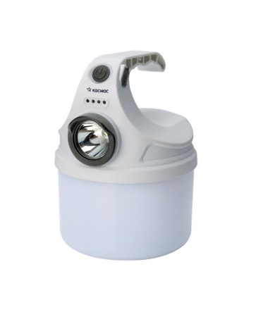 Фонарь аккумуляторный кемпинговый походный 10Вт SMD LED+2Вт LED Li-ion 18650 800мА.ч корпус ABS-пластик индикатор уровня заряда USB-шнур матовый рассеиватель  KOC614Lit