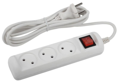 Удлинитель 3х3м без заземл. 10А IP20 U-3s-3m-2х1 ПВС 2х1 с выкл.  Б0044050