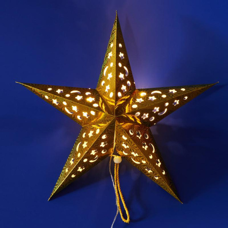 Фигура ULD-H4545-005/STA/2AA WARM WHITE IP20 GOLDEN STAR "Золотая звезда" 2AA (не в/к) 45х45см подвесная 5 LED  UL-00008588