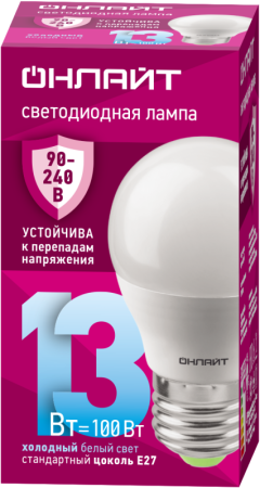 Лампа светодиодная 90 428 OLL-G45-13-230-6.5K-E27-FR (PRO 90-240В)  90428