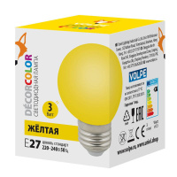 Лампа декоративная светодиод. LED-G60-3W/YELLOW/E27/FR/С Шармат упак. картон желт.  UL-00006961