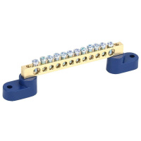 Шина "N" нулевая 6х9мм на двух угловых синих изоляторах 12 групп  11-2328