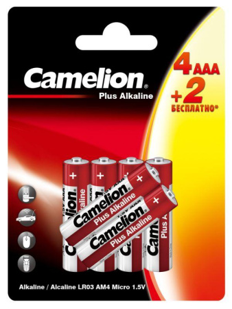 Элемент питания алкалиновый AAA/LR03 1.5В Plus Alkaline 4+2LR03-BP 4+2 бесплатно промо (уп.6шт)  15307