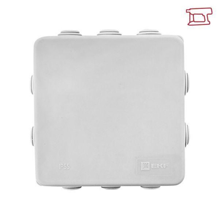 Коробка распределительная КМР-030-014 100х100х50 IP55 с крышкой для прямого монтажа 10 мембранных вводов сер. розн. стикер  plc-kmr-030-014-r