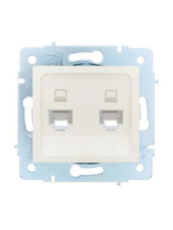 Розетка компьютерная 2-м СП ASTI IP20 RJ45 механизм жемчуж./бел. перламутр.  7081-3088-141