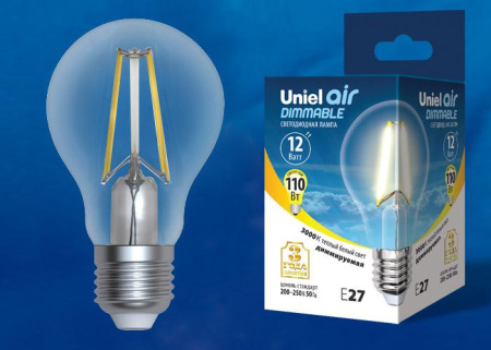 Лампа светодиодная LED-A60-12W/3000K/E27/CL/DIM GLA01TR Air диммир. картон  UL-00005183