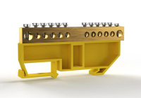 Шина PE "земля" на DIN-изоляторе 8х12мм 12 отвер. латунь  TKE-BCB-812-12-DIN/PE