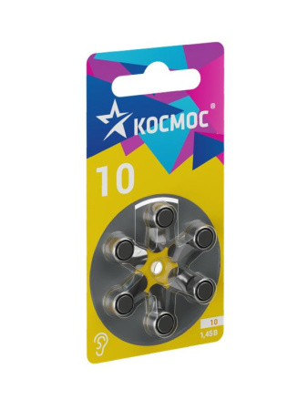 Элемент питания воздушно-цинковая для слуховых аппаратов ZA10 (10 PR70 DA230 V10) 1.45В (уп.6шт)  KOCZA-10BL6