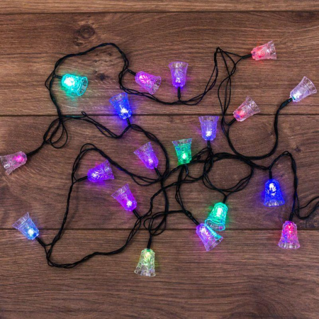 Гирлянда светодиодная "Колокольчики" 2.8м 20LED мультиколор RGB 2Вт IP20 с контроллером  303-062