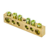 Шина PEN "ноль-земля" 8х12 6 отвер. латунь крепеж по центру PROxima  sn0-125-6-c