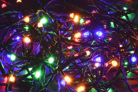 Гирлянда "Нить" 5м 50LED RGB IP20 провод зел. 230В с контроллером 8 режимов  LGDB110-3-050-05-G-S-20