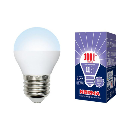Лампа светодиодная LED-G45-11W/DW/E27/FR/NR Norma 11Вт матовая E27 (упак. картон)  UL-00003833