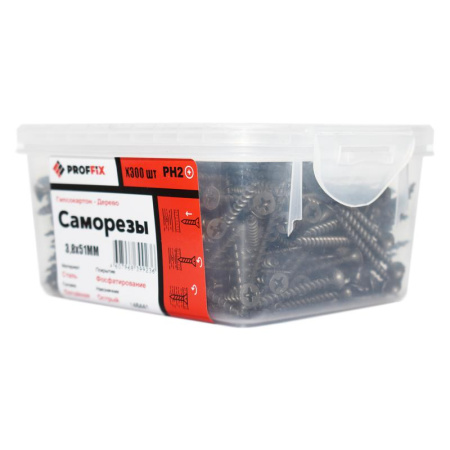 Саморез гипсокартон-дерево 3.8х51 усилен. (TWN) (контейнер) (уп.300шт) Tech-KREP PRO 146441