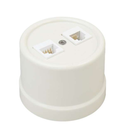 Розетка компьютерная 2-м ОП Лизетта RJ45 10А IP20 ретро кат.5E ABS-пластик сл. кость  B1-302-211