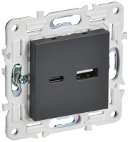 Розетка USB A+C 3.1А SKANDY SK-R14T титан  SK-U22-D31-K48