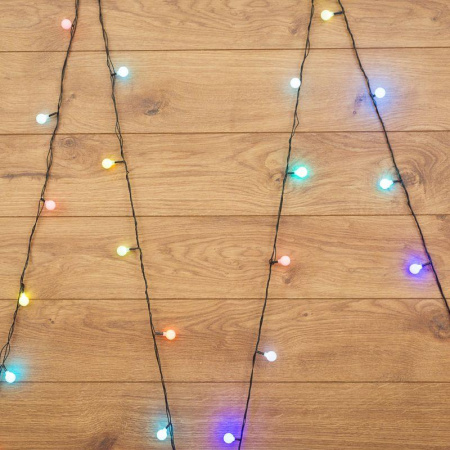 Гирлянда светодиодная "Шарики" 5м d18мм 30LED RGB 3.5Вт IP20 провод ПВХ темн. зел.  303-540
