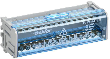 Шины на DIN-рейку (кросс-модуль) ШНК 2х15 L+PEN TEKFOR  TF-DN10-2-15-125