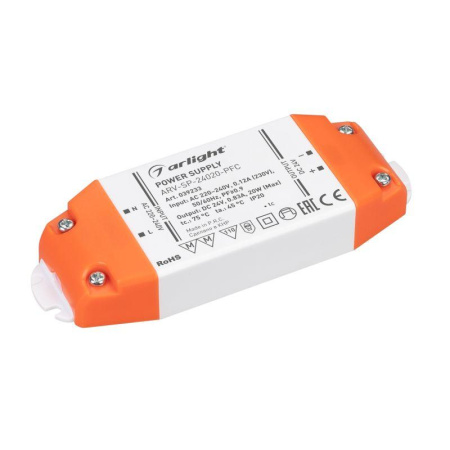 Блок питания ARV-SP-24020-PFC (24В 0.83А 20Вт) (IP20 пластик)  039233