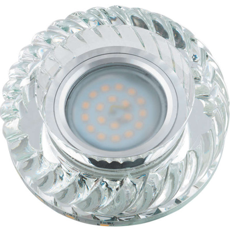 Светильник декоративный Luciole DLS-L123 GU5.3 GLASSY/CLEAR/RGB GU5.3 встраив. доп. светодиод. подсветка 3Вт RGB без лампы основание стекло зеркальн. отделка кристалл прозр.  UL-00000374