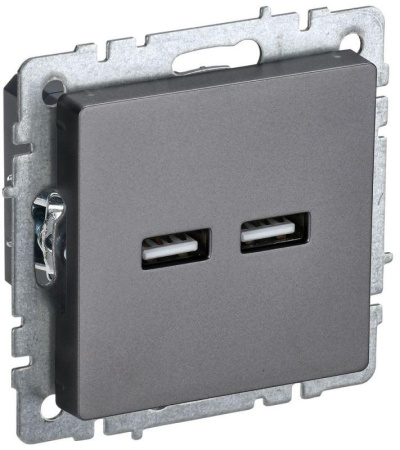 Розетка BRITE USB A+A 3.1А РЮ10-1-БрС механизм сталь  BR-U21-D31-K46