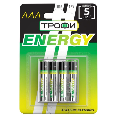 Элемент питания алкалиновый AAA/LR03 LR03-4BL Eco (блист.4шт)  Б0017044
