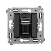 Розетка USB 3.0 1-м СП Avanti "Черный квадрат" тип А-А  4402303