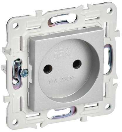 Розетка SKANDY 10А без заземл. без защ. шторок SK-R02S серебр.  SK-R10-10-K23