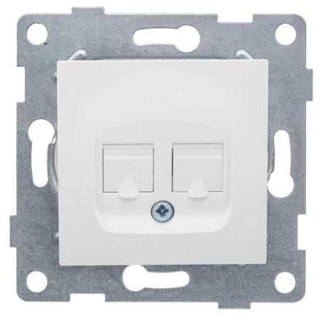 Механизм розетки комп. + телеф. (RJ45+RJ12) СП Ugra бел. матов.  С11КТ-041