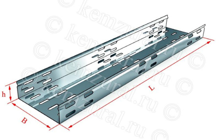 Лоток листовой перфорированный замковый ЛПМЗ 200х80 сталь 1.2мм УТ2.5 с крышкой 1.0мм и соединителями гор. цинк  237 200824 59