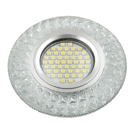Светильник DLS-L144 GU5.3 GLASSY/CLEAR GU5.3 встраив. доп. светодиод. подсветка 3Вт без лампы стекло  UL-00003886