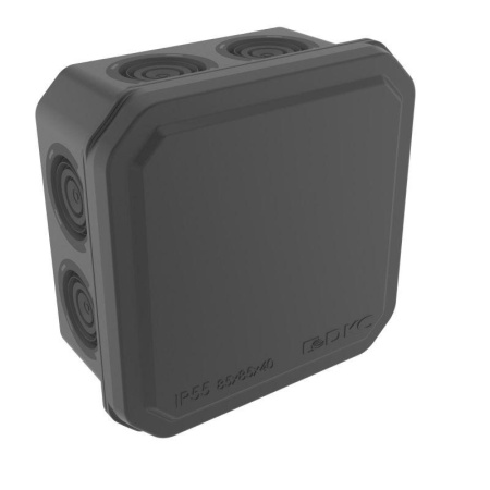 Коробка ответвительная с 8+2 кабельными вводами d20/20мм IP55 85х85х40мм черн.  53785B