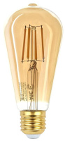 Лампа светодиодная филаментная F-LED ST64-7W-824-E27 7Вт ST64 золотая 2400К тепл. бел. E27  Б0047664