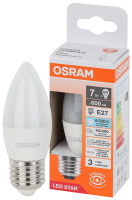 Лампа светодиодная LED Star 7Вт 6500К холод. бел. E27 600лм B угол пучка 200град. 170-250В (замена 60Вт) матов. пластик OSRAM 4058075697010